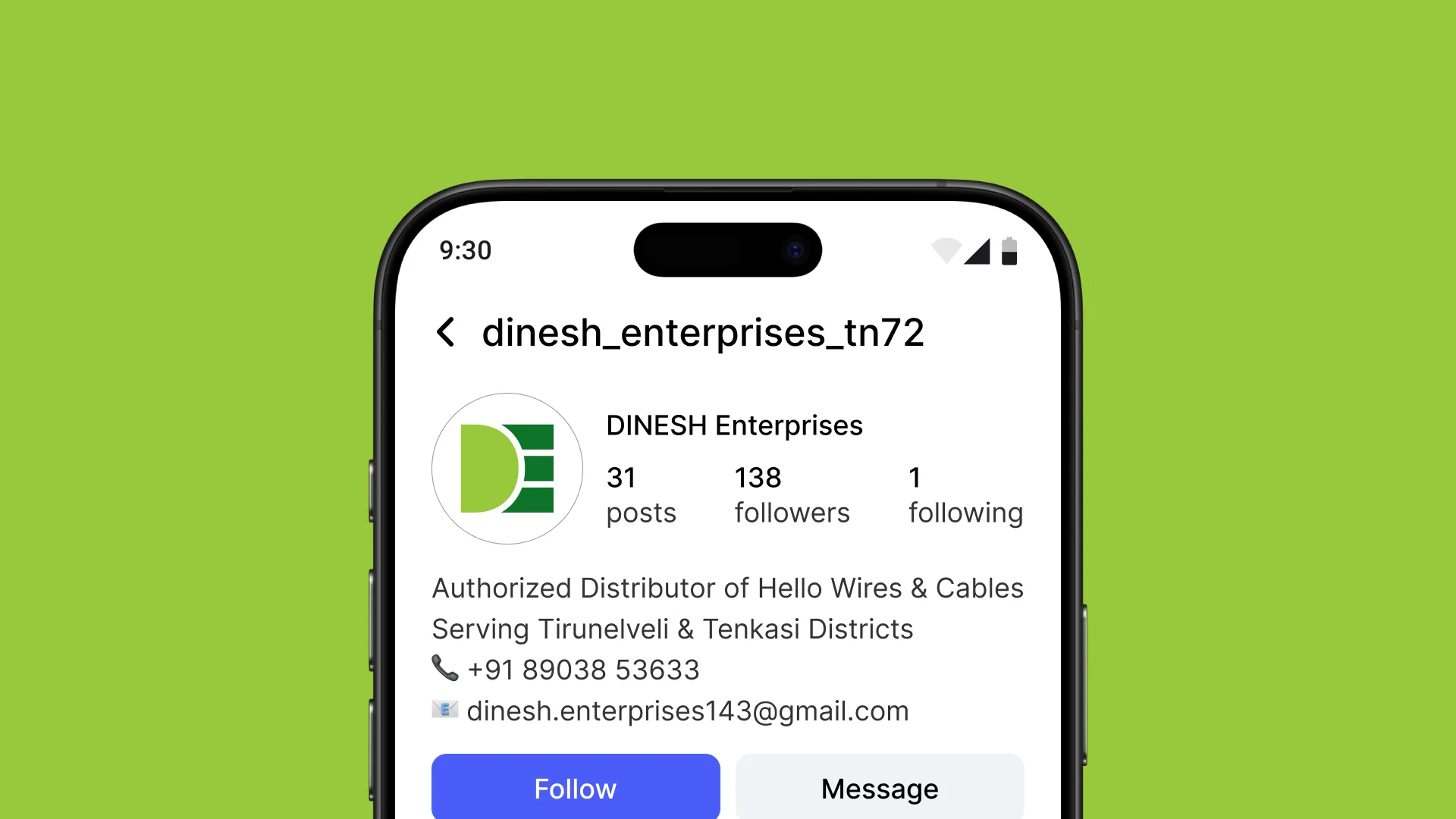 Dinesh ENterprises logo in social profile picture